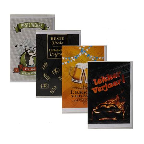 Card And Envelope Afrikaans Birthday - Male (4 Pack)