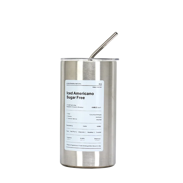 Double Wall Vacuum Insulated Travel Mug with Straw