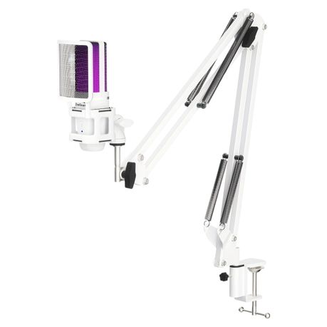 A68 - RGB Gaming Condenser Microphone Kit With Flexible Boom Arm - White Image