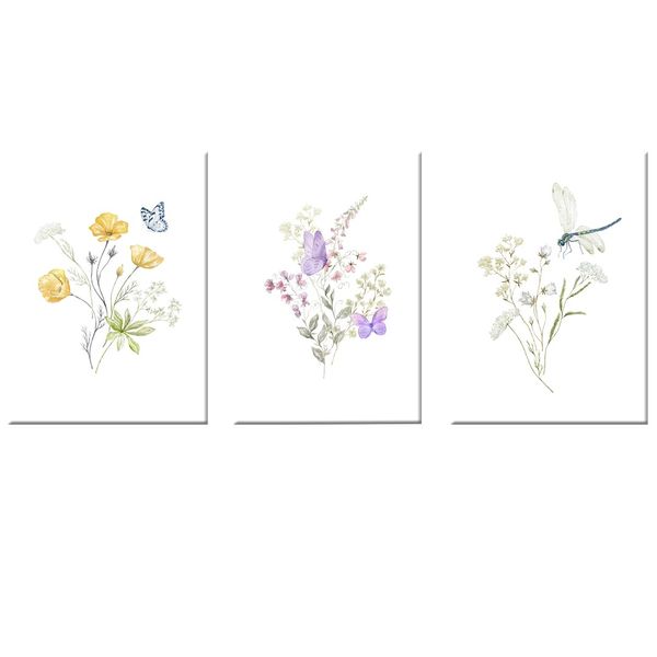 Canvas-Art-3 Piece Buttefly Nursary Decorative Wall Art II