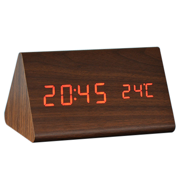 LED Wooden Fashion Alarm Clock - Brown/Red