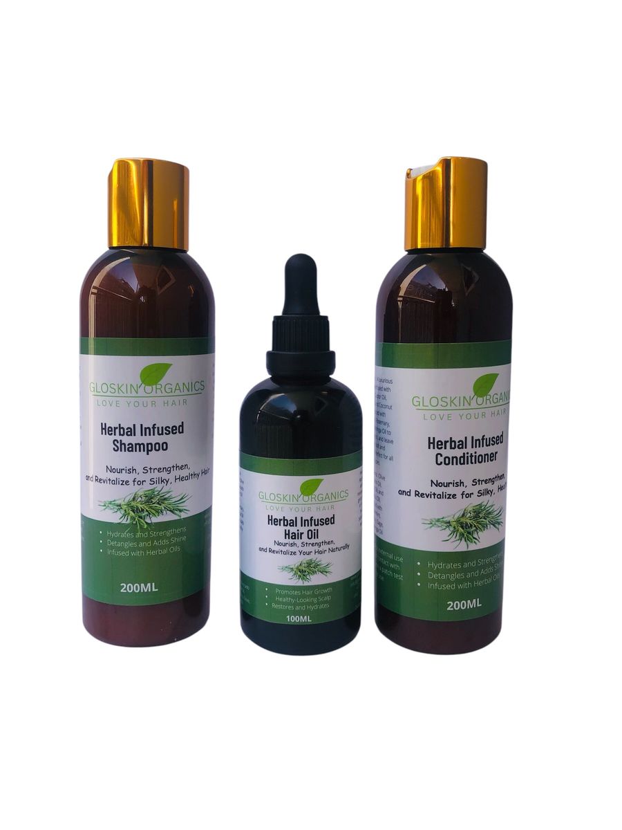 Complete Herbal Hair Growth Care Set _ Rosemary shamoo, conditioner & oil