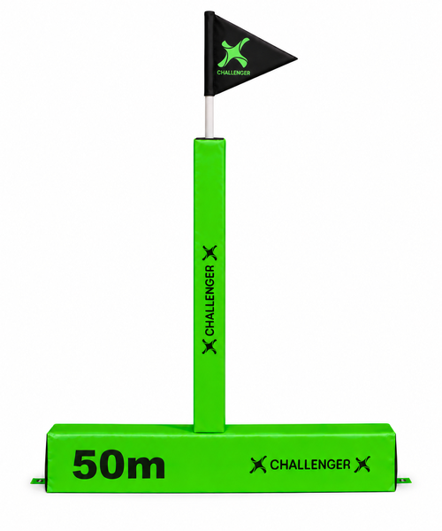 Rugby 50m Line Marker Wedge (800mm) incl 1m pc Post &amp; Flag - Challenger