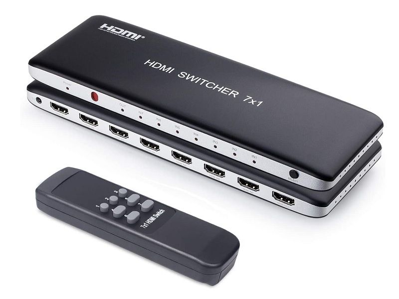 ZATECH 7 Port HDMI Switch 4K @60Hz With IR Wireless Remote Control/ Adapter