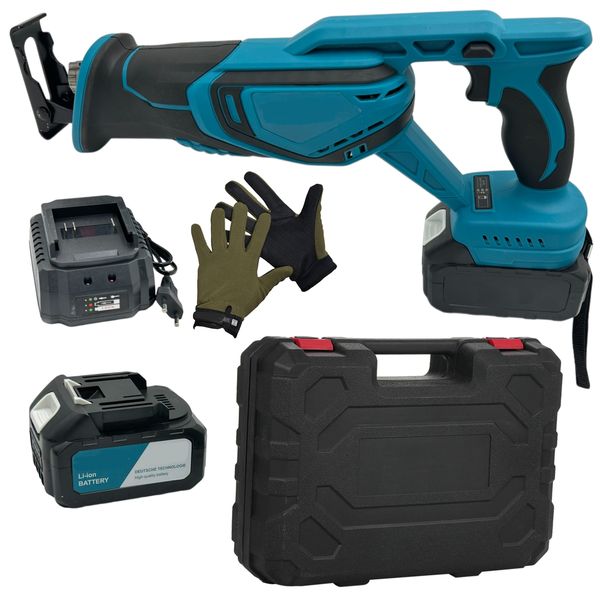 Cordless Reciprocating Saw Kit With 2 Li-On Batteries, Case &amp; Gloves