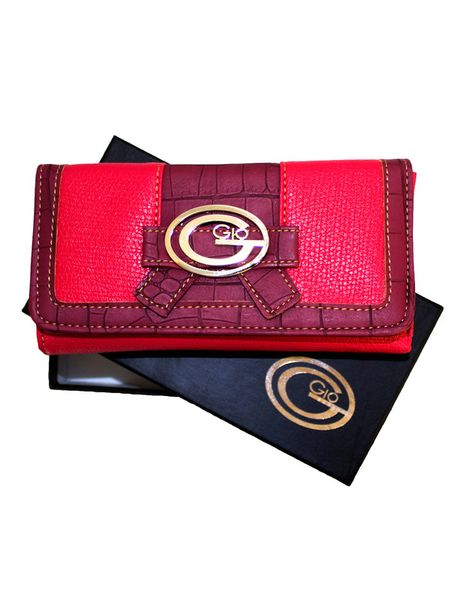 GIO GI-007 Faux Leather Croc Edge Long Card Holder Purse for Phone with Box