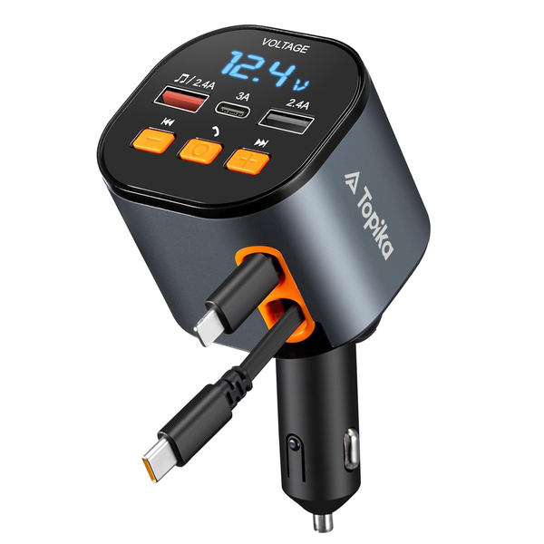 Topika Car Charger With Bluetooth Bluetooth Transmitter Car 50W FastCharger