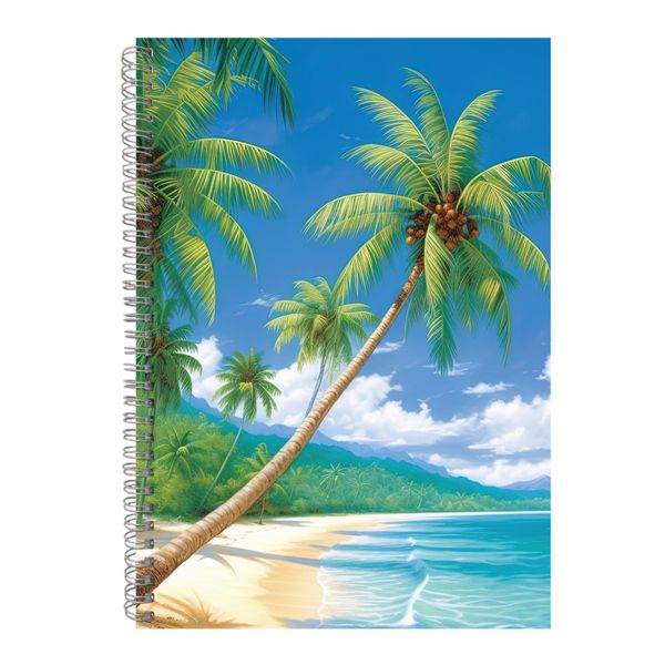 Island8 A4 Notebook Spiral Lined Tropical Island Graphic Notepad Present102