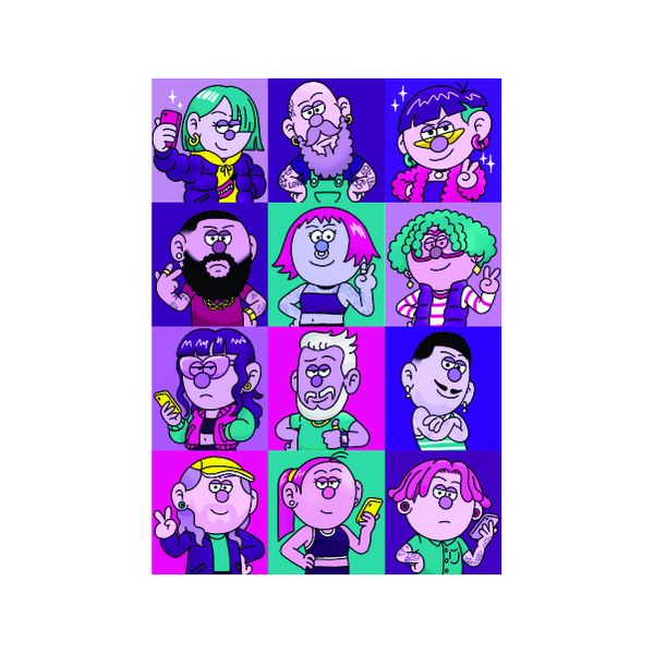 Cartoon Silly Billy Faces - A1 Poster