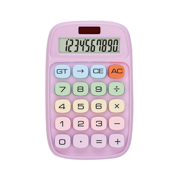 10-Digit Cute Candy Color Calculator -Dual Power for Student/White
