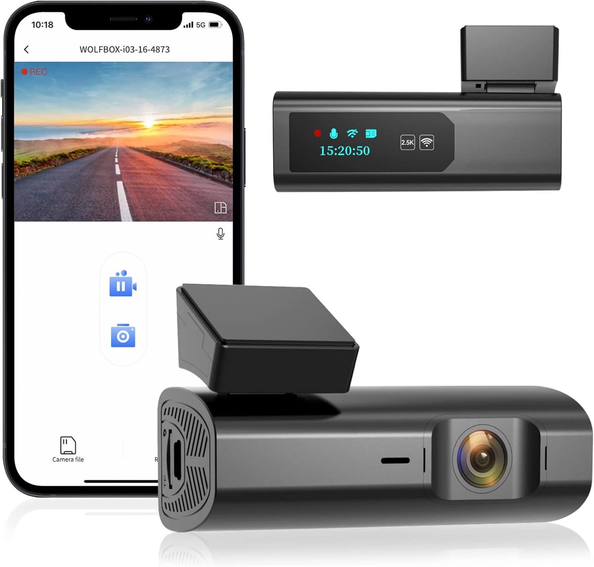 Wolfbox I03 2.5K Dash Cam WiFi Full HD Car Dashboard Camera Night ...