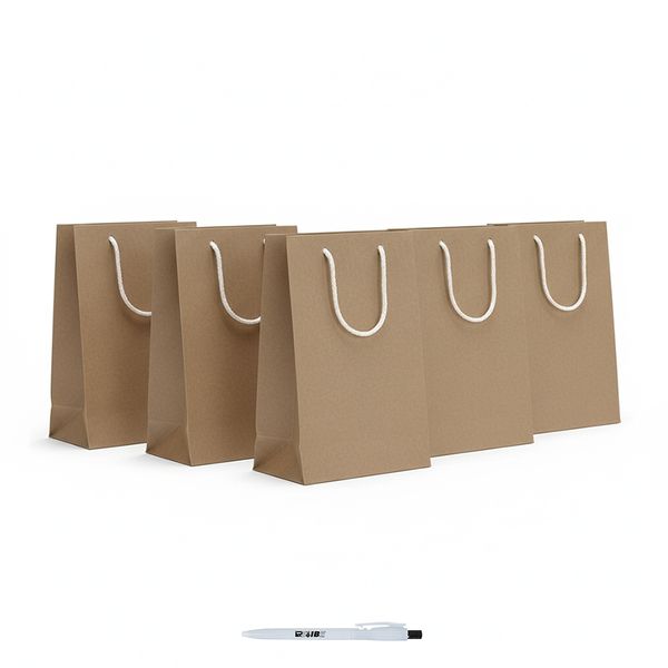 5Pack Extra Small Kraft Paper Gift Bags for Presents &amp; Favors + ReVibe Pen