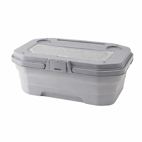 Portable Cooler Box with Folding Lid Table - Grey