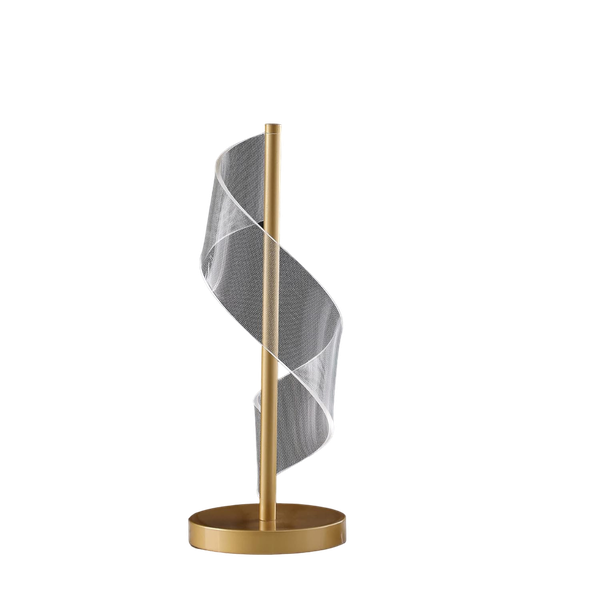 S Wave Swirl Acrylic Led Brushed Gold Table Lamp