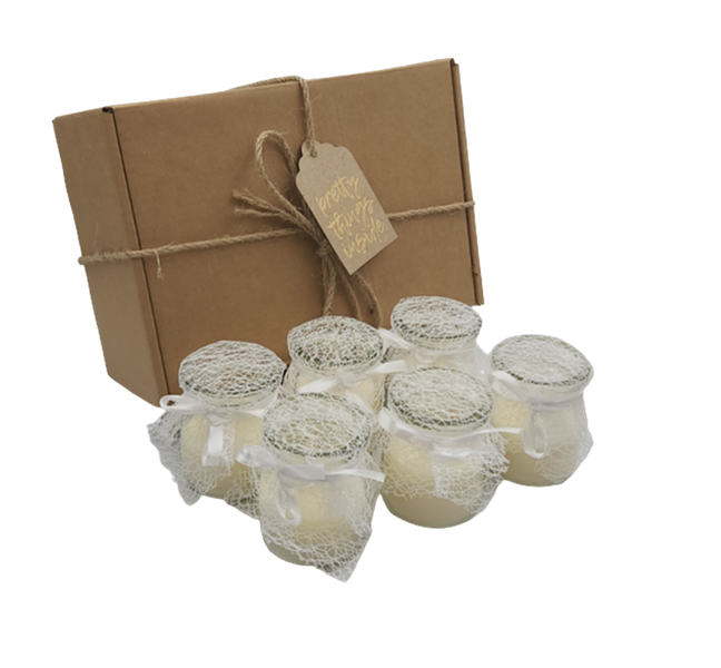 Pretty Glass Candle Gift Box 6 pack Small