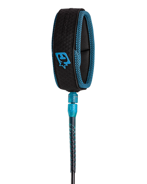 Creatures Longboard Knee 9 Surfboard Leash - Black Cyan