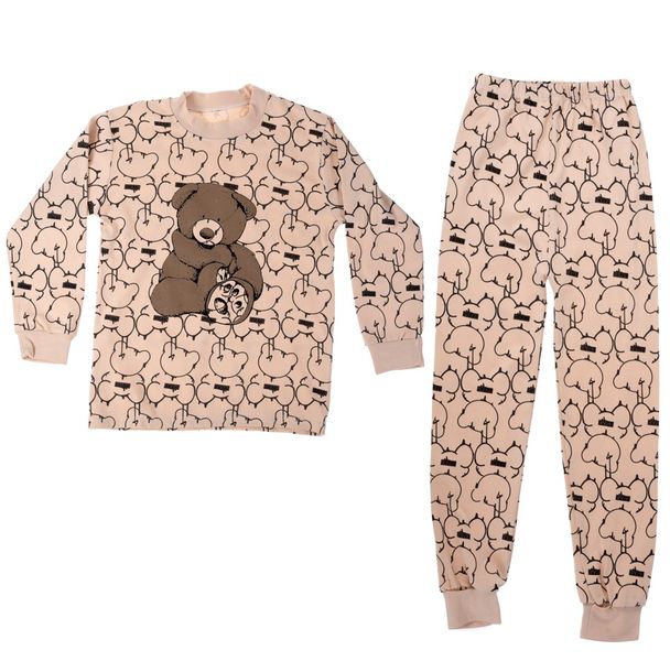 100% Cotton Long Winter Boys Teddy Bear Pyjamas Set