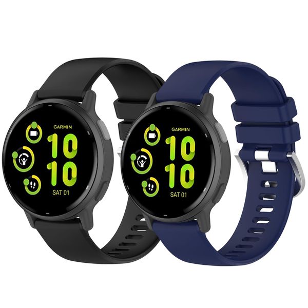 2 Pack Waterproof Strap Compatible with Garmin Vivoactive 6/5/3 20mm