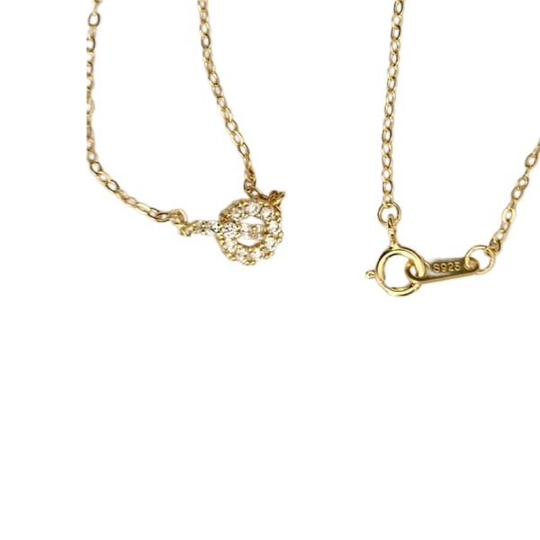 Women Gold 925 Sterling Silver Double Loop Pendant Necklaces