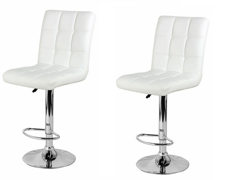 Leatherette High back Bar Stools - Set of 2 - White Colour
