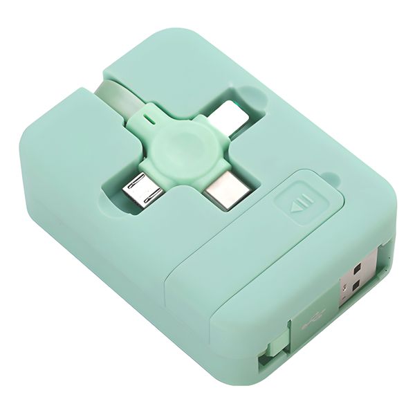 3 in 1 Retractable Charging Cable with USB C/Micro USB/IP and Phone Holder