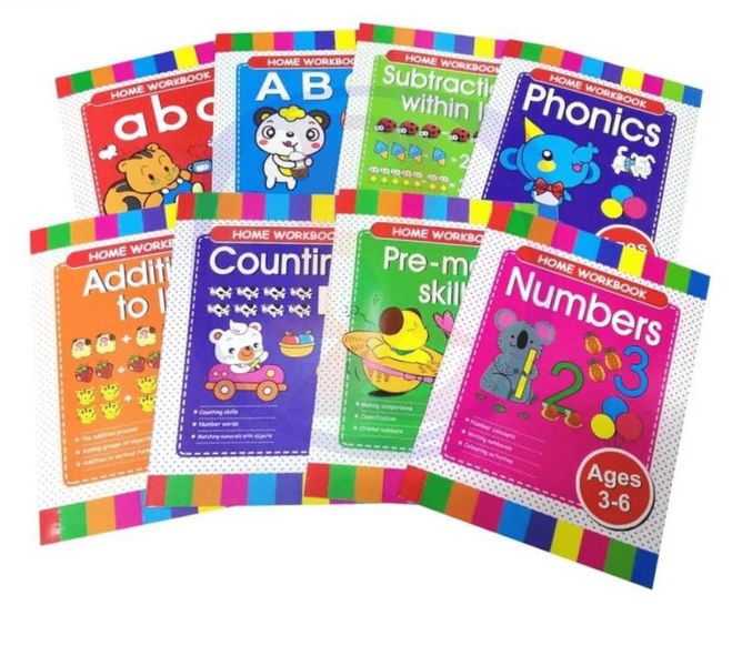 8 Piece Educational Workbook Books for Kindergarten Preschool Kids