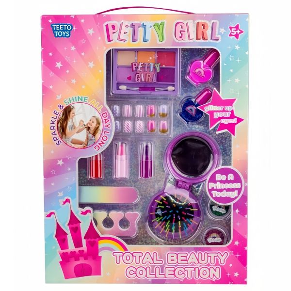 TEETO TOYS Pretty Girl Nails and Makeup Beauty Playset - Pretend Play Toys for Girls