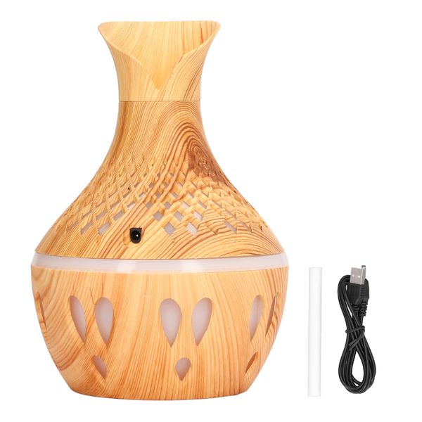 300ml Wood Grain Humidifier - LED color light diffuser