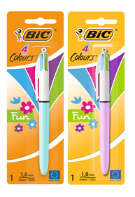 BIC 4 Colours Fun Ball Pen Pink, Purple, Light Blue and Lime Green Ink ...