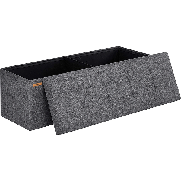 Topika 110cm Large Storage Ottoman Cube Foldable Box Bench with Lid Grey