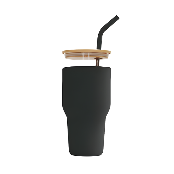 900ml Multi-Functional Glass Tumbler With Straw And Bamboo Lid