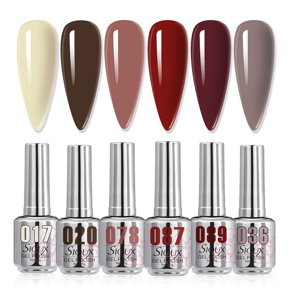 Sioux Mocha Bliss Gel Polish Collection - 6 Pcs (15ml Each)