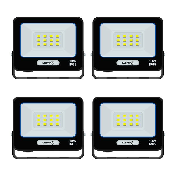 illumin8 10W LED Flood Light IP65 Cool White - 4 Pack