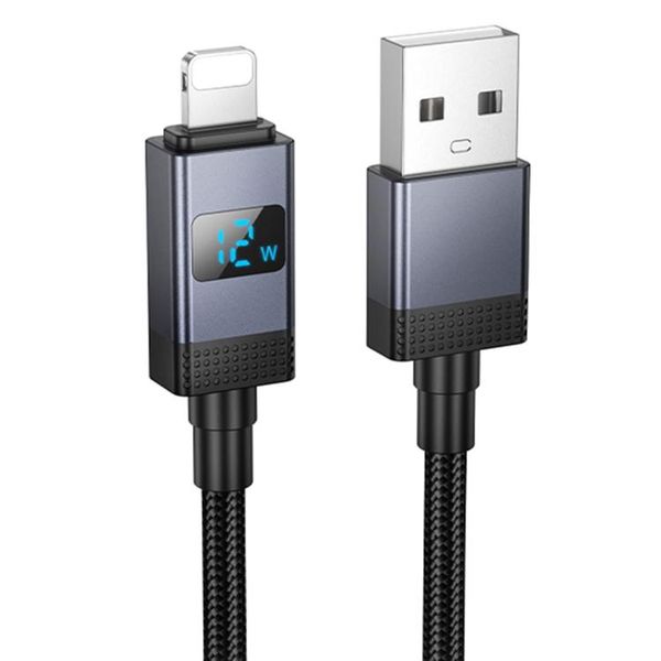 Hoco. Digital Display 2.4A Charging Data Cable USB-A to Lightening 1m