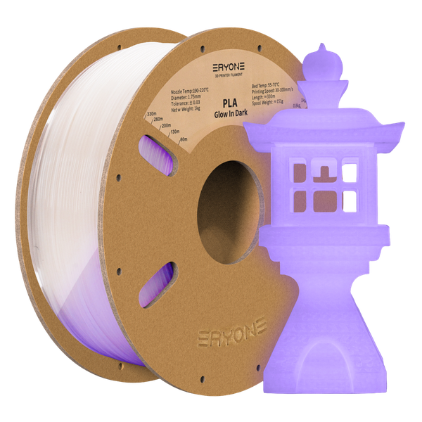 ERYONE Glow in the Dark Purple 3D Printer PLA Filament 1.75mm 1kg Spool