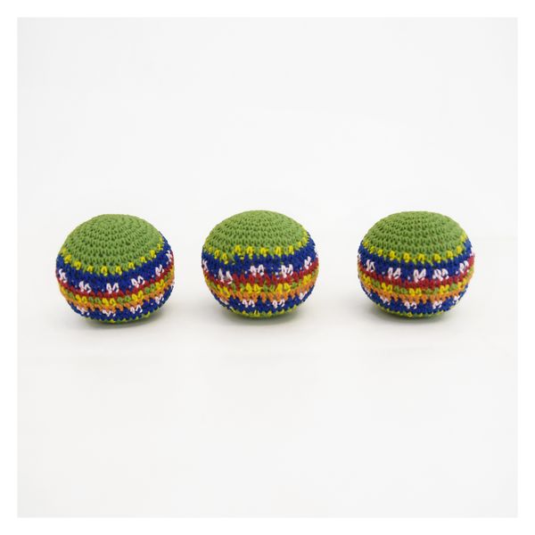 SKA Footbags Hacky Saki Balls - Green Stripes Set of 3