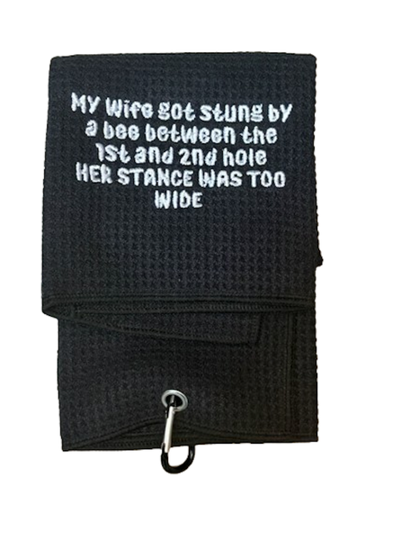 Golf Towel - Bee Sting - Black/White