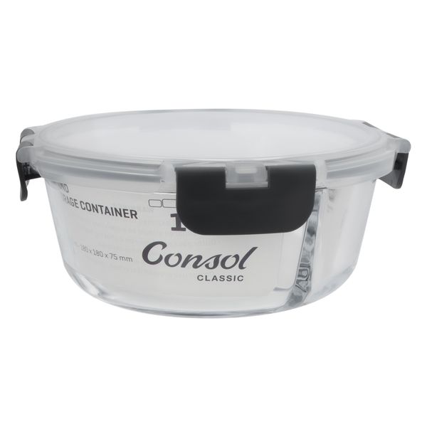 Consol Madrid 3 Division Round Storage Container with Clip Lid, 910ml (180mm Diax75mm)