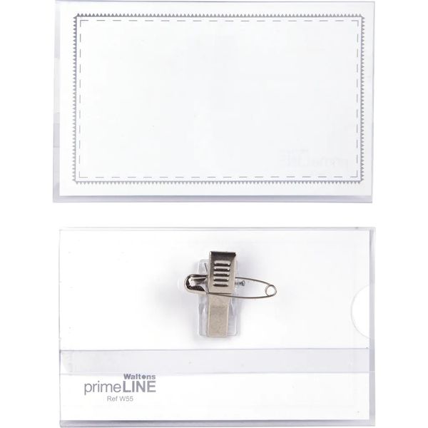 PrimeLine Name Badge with Clip and Safety Pin x18