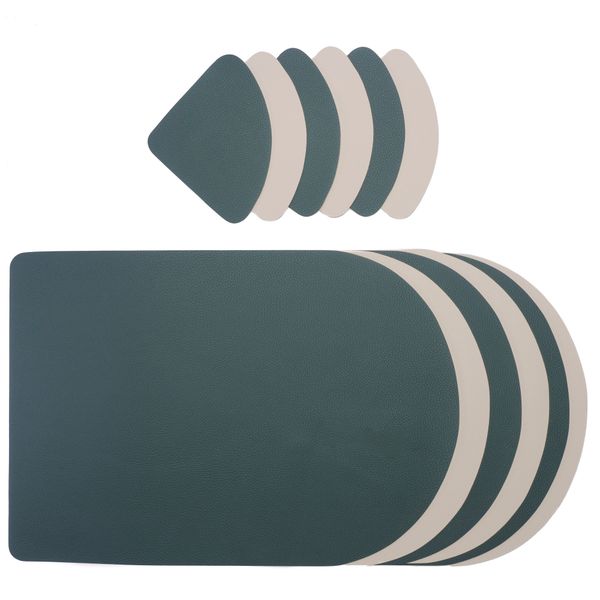 Leather Placemat - Faux - Emerald and Green