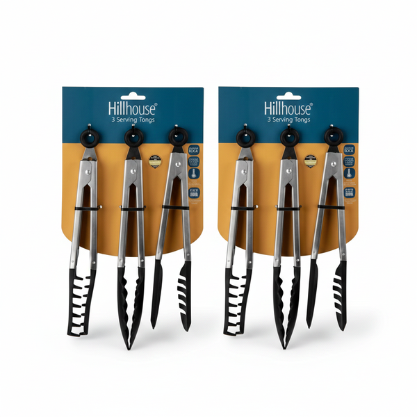 Hillhouse Nylon Serving Tongs Set, Heat-Resistant, 3 Piece - 2 Pack