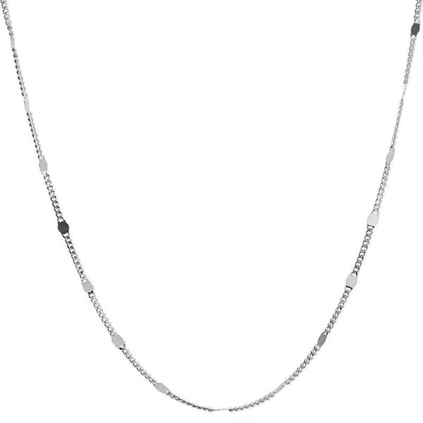 925 Sterling Silver Solid Color Chain Necklace for Women, Simple Elegant