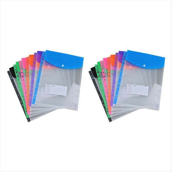 12 Pack Expandable Folders Plastic Envelopes Binder Folders with 11 Holes