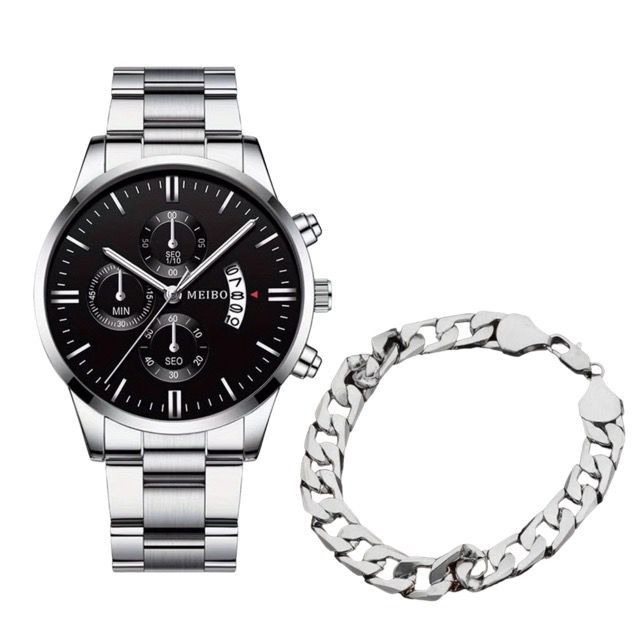 Threeeye Sixneedle Timing Sports Quartz Watch for Men With Bracelet