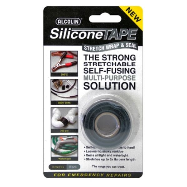 Bulk Pack x 2 Alcolin - Silicone Tape 3m Black 005-81