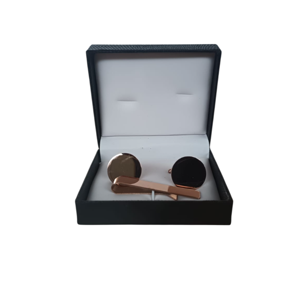 Cufflinks &amp; Tie clip - Round Rose Gold 20mm