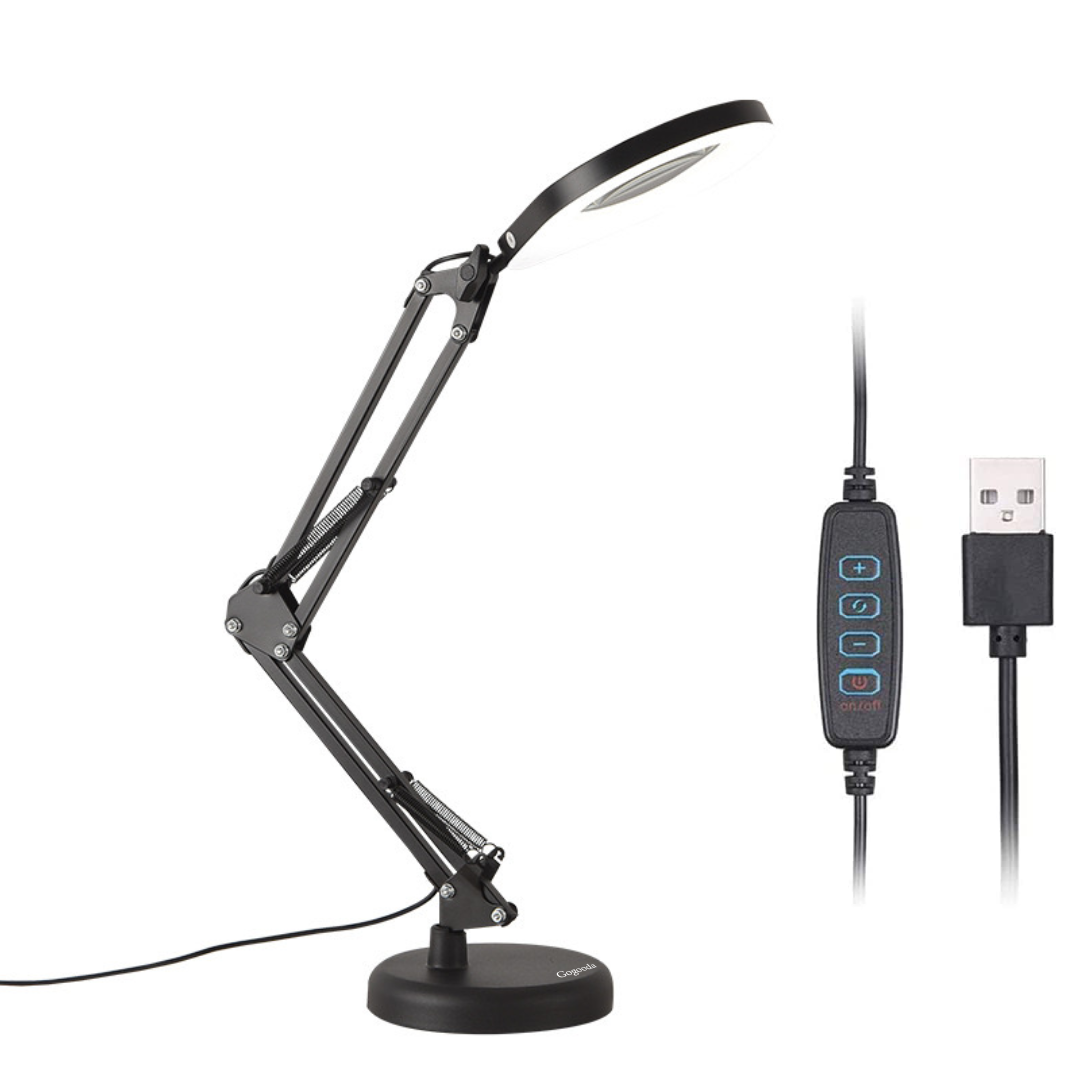 8 x Magnifying Glass with LED Lamp &3 Color & Bright Adjustment & Swing Arm