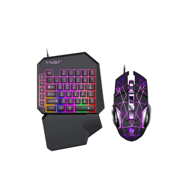 T-WOLF TF950 5-in-1 Gaming Set - Keyboard, Mouse, Converter, and Pad
