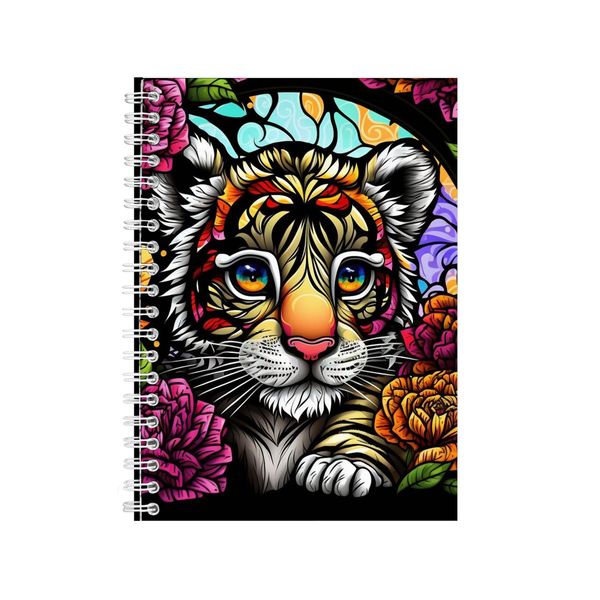 Adorable Tiger Stained Glass Notebook Animal Gift Idea A4 Notepad Pad 89
