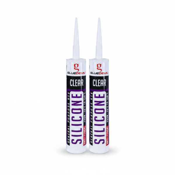 Glue Devil Clear Silicone Sealant 260ml - Waterproof Flexible - 2 Pack